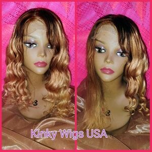 SOLD!16" Brazilian Straight Ombre Honey Blonde #27 Wavy Human Hair Wig